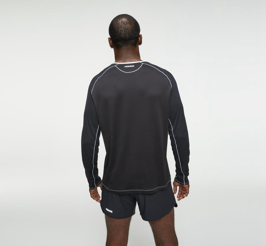 Hoka One One Top Panske Modre/Čierne - Performance Dlho Sleeve - 34280-GVMR